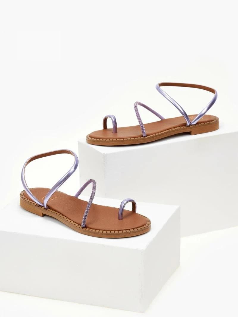 Σανδάλια δερμάτινα TFP με περαστό λουράκι - Λιλά 3 Σανδάλια δερμάτινα TFP με περαστό λουράκι - Λιλά