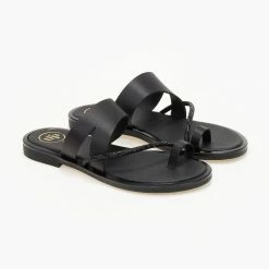 Σανδάλια δερμάτινα TFP με Strass λουράκι - Μαύρο -Σανδάλια κατάστημα sandalia dermatina tfp me strass louraki 105708 z002