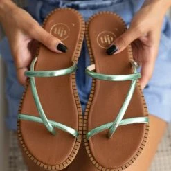 Σανδάλια δερμάτινα TFP με στρογγυλά λουράκια - Πράσινο -Σανδάλια κατάστημα sandalia dermatina tfp me stroggula lourakia 105191 0fve