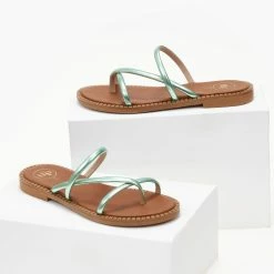 Σανδάλια δερμάτινα TFP με στρογγυλά λουράκια - Πράσινο -Σανδάλια κατάστημα sandalia dermatina tfp me stroggula lourakia 105191 3xfa