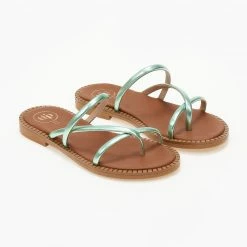 Σανδάλια δερμάτινα TFP με στρογγυλά λουράκια - Πράσινο -Σανδάλια κατάστημα sandalia dermatina tfp me stroggula lourakia 105191 r69l