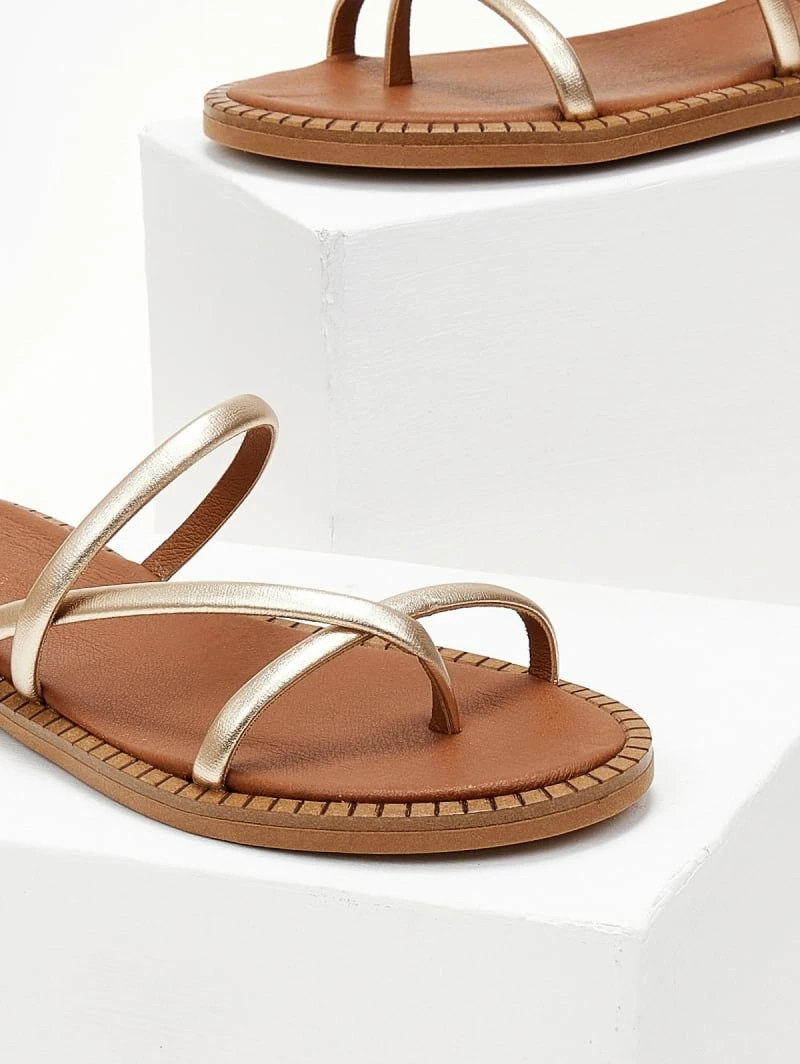 Σανδάλια δερμάτινα TFP με στρογγυλά λουράκια - Χρυσό 6 Σανδάλια δερμάτινα TFP με στρογγυλά λουράκια - Χρυσό - Image 4