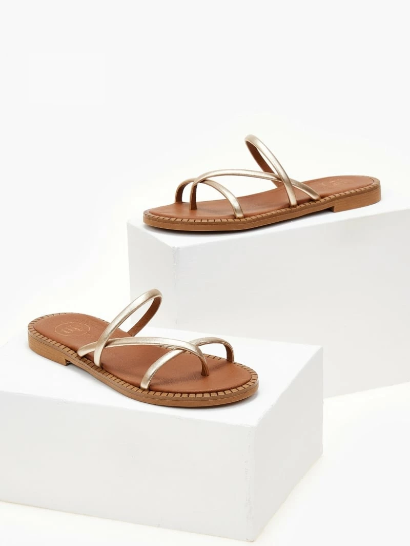 Σανδάλια δερμάτινα TFP με στρογγυλά λουράκια - Χρυσό 4 Σανδάλια δερμάτινα TFP με στρογγυλά λουράκια - Χρυσό - Image 2