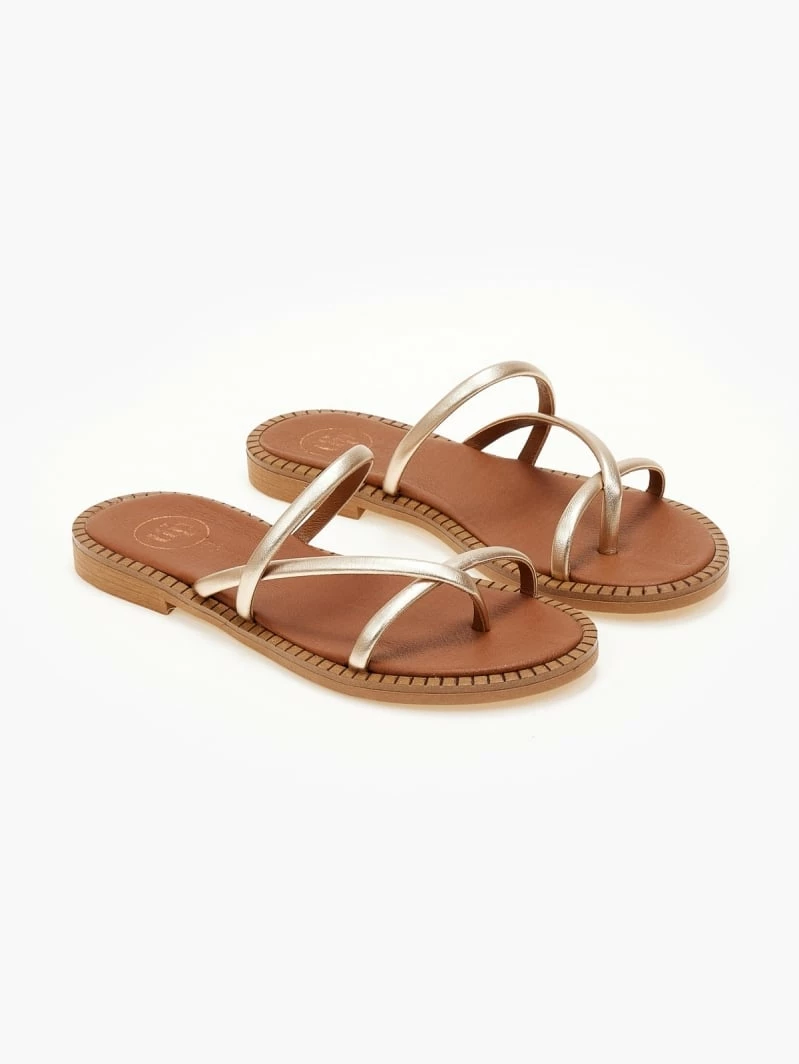 Σανδάλια δερμάτινα TFP με στρογγυλά λουράκια - Χρυσό 5 Σανδάλια δερμάτινα TFP με στρογγυλά λουράκια - Χρυσό - Image 3