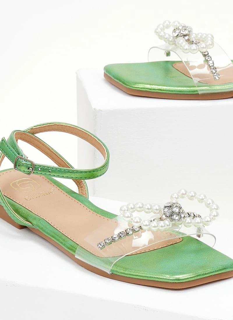 The Fashion Project Σανδάλια διαφάνεια με φιόγκο και πέρλες - Πράσινο 5 The Fashion Project Σανδάλια διαφάνεια με φιόγκο και πέρλες - Πράσινο - Image 3