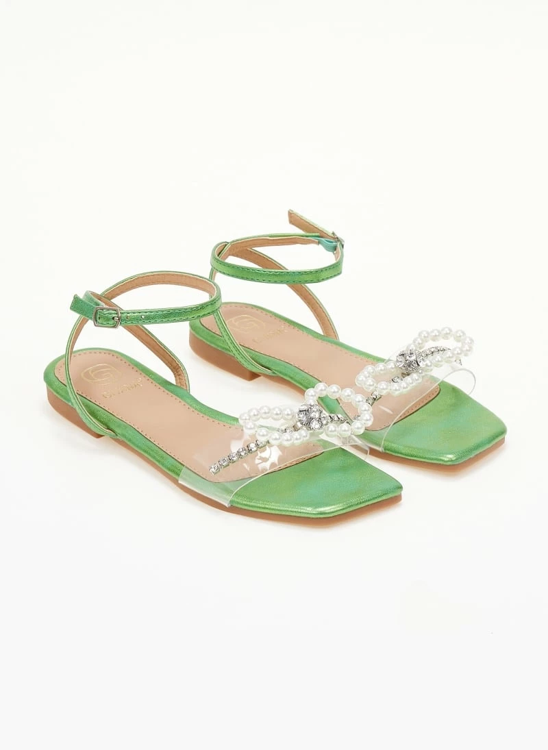 The Fashion Project Σανδάλια διαφάνεια με φιόγκο και πέρλες - Πράσινο 6 The Fashion Project Σανδάλια διαφάνεια με φιόγκο και πέρλες - Πράσινο - Image 4