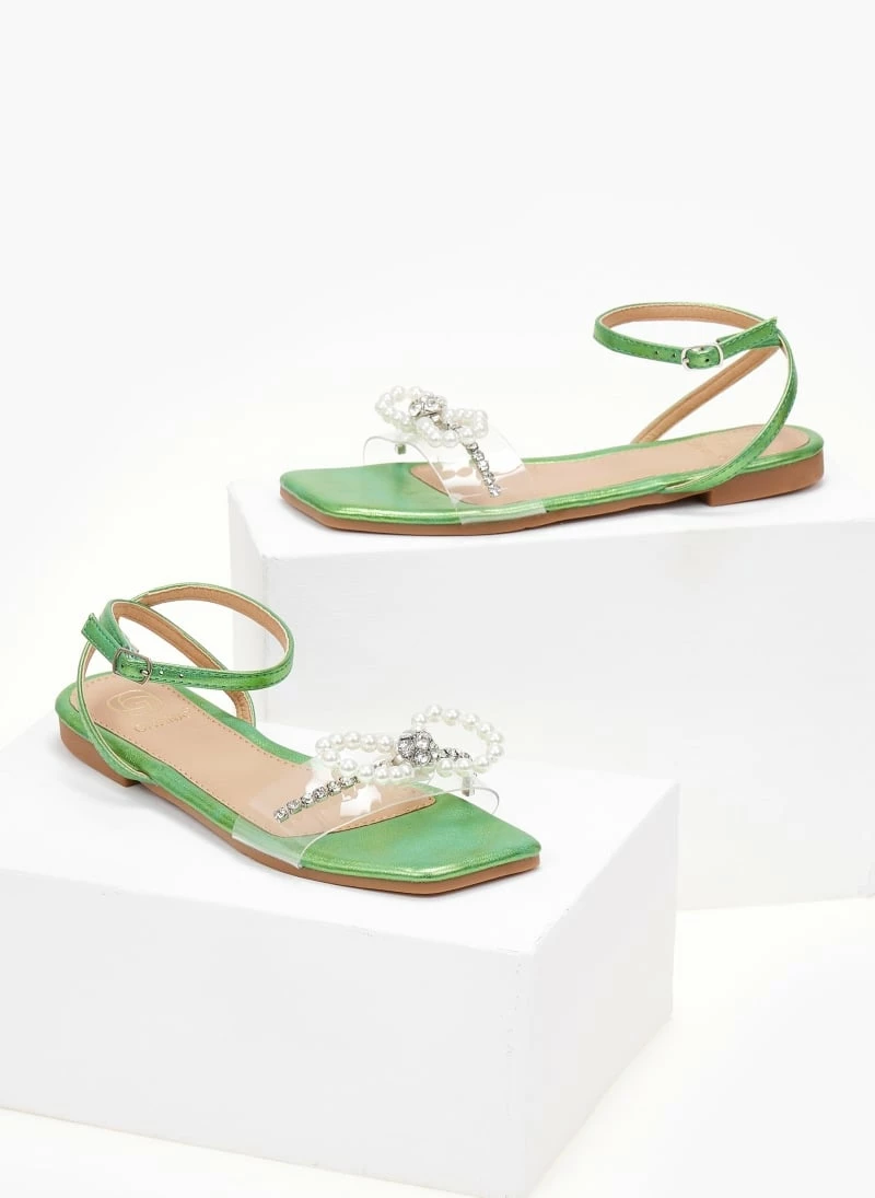 The Fashion Project Σανδάλια διαφάνεια με φιόγκο και πέρλες - Πράσινο 4 The Fashion Project Σανδάλια διαφάνεια με φιόγκο και πέρλες - Πράσινο - Image 2