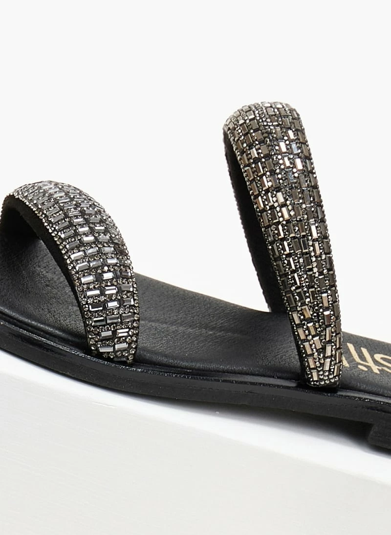 Σανδάλια ESTIL δερμάτινα με κρύσταλλα - Μαύρο 4 Σανδάλια ESTIL δερμάτινα με κρύσταλλα - Μαύρο - Image 2