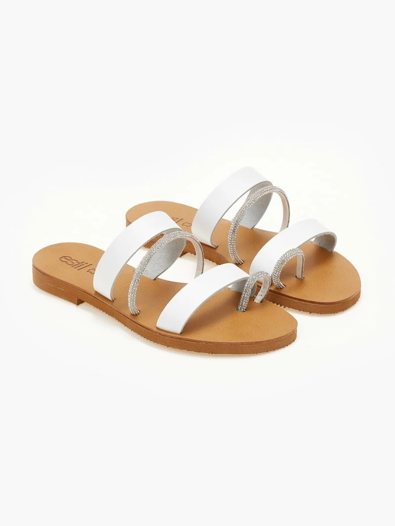 The Fashion Project Σανδάλια ESTIL δερμάτινα με λεπτές φάσες και Strass - Λευκό 5 The Fashion Project Σανδάλια ESTIL δερμάτινα με λεπτές φάσες και Strass - Λευκό - Image 3