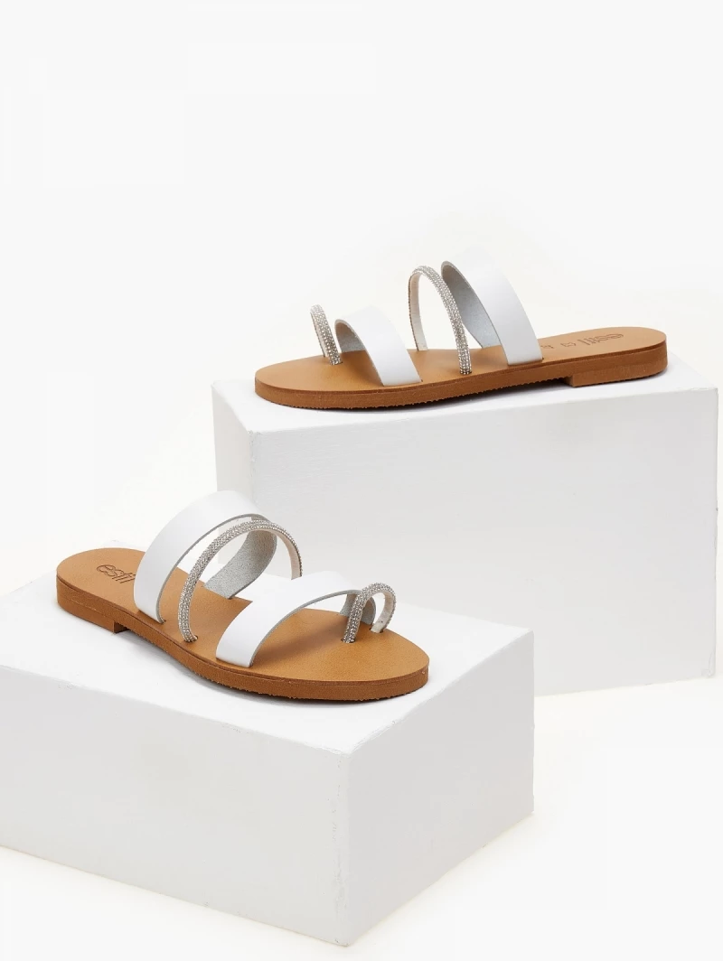 The Fashion Project Σανδάλια ESTIL δερμάτινα με λεπτές φάσες και Strass - Λευκό 3 The Fashion Project Σανδάλια ESTIL δερμάτινα με λεπτές φάσες και Strass - Λευκό