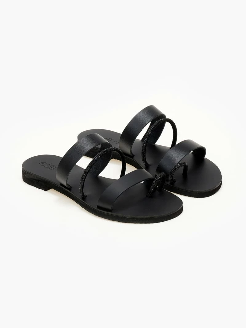 The Fashion Project Σανδάλια ESTIL δερμάτινα με λεπτές φάσες και Strass - Μαύρο 4 The Fashion Project Σανδάλια ESTIL δερμάτινα με λεπτές φάσες και Strass - Μαύρο - Image 2