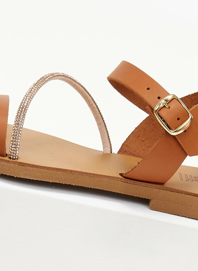 Σανδάλια ESTIL δερμάτινα με λοξό Strass λουράκι - Ταμπά 5 Σανδάλια ESTIL δερμάτινα με λοξό Strass λουράκι - Ταμπά - Image 3