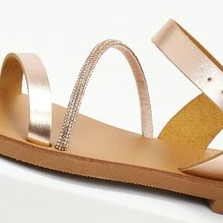 Σανδάλια ESTIL δερμάτινα με λοξό Strass λουράκι - Χαλκός -Σανδάλια κατάστημα sandalia estil dermatina me lokso strass louraki 105945 tkox