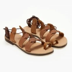 Σανδάλια ESTIL δερμάτινα με Pattern ψάθα - Ταμπά -Σανδάλια κατάστημα sandalia estil dermatina me pattern psatha 104742 f9s7