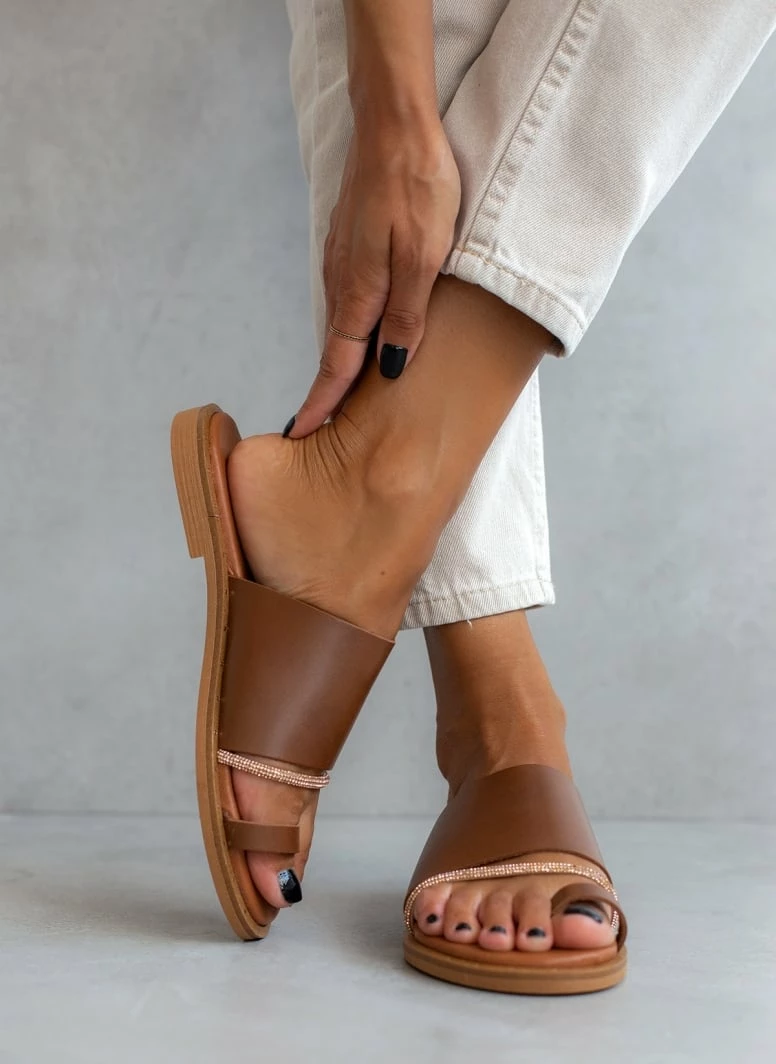 Σανδάλια ESTIL δερμάτινα με σειρά Strass - Ταμπά 9 Σανδάλια ESTIL δερμάτινα με σειρά Strass - Ταμπά - Image 7