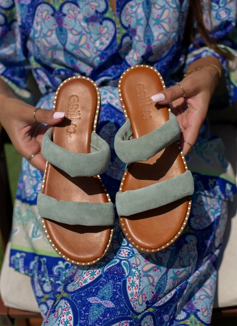 Σανδάλια καστόρινα ESTIL με Pufffed φάσες - Μέντα 4 Σανδάλια καστόρινα ESTIL με Pufffed φάσες - Μέντα - Image 2