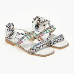 The Fashion Project Σανδάλια Lace Up με χρωματιστά τρουκς - Λευκό -Σανδάλια κατάστημα sandalia lace up me xrwmatista trouks 104647 oe1h