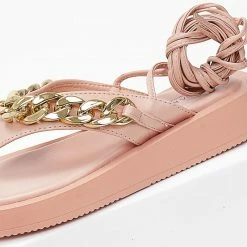 The Fashion Project Σανδάλια με αλυσίδα και κορδόνια - Ροζ -Σανδάλια κατάστημα sandalia me alusida kai kordonia 103888 mvk6