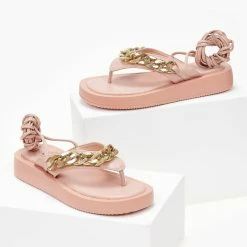 The Fashion Project Σανδάλια με αλυσίδα και κορδόνια - Ροζ -Σανδάλια κατάστημα sandalia me alusida kai kordonia 103888 x8uo