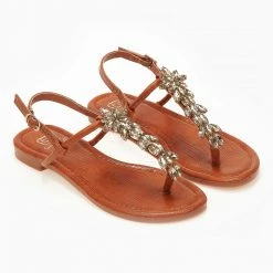 The Fashion Project Σανδάλια με ιριδίζουσες πέτρες - Κάμελ