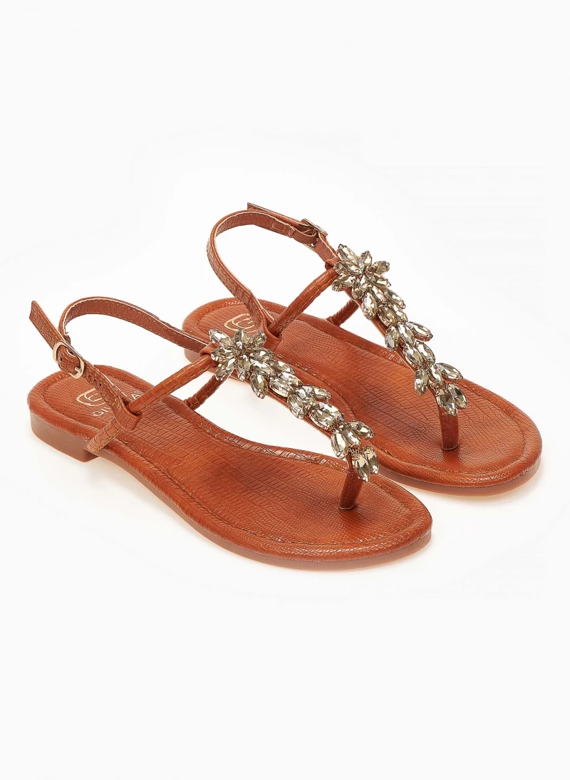 The Fashion Project Σανδάλια με ιριδίζουσες πέτρες - Κάμελ 3 The Fashion Project Σανδάλια με ιριδίζουσες πέτρες - Κάμελ