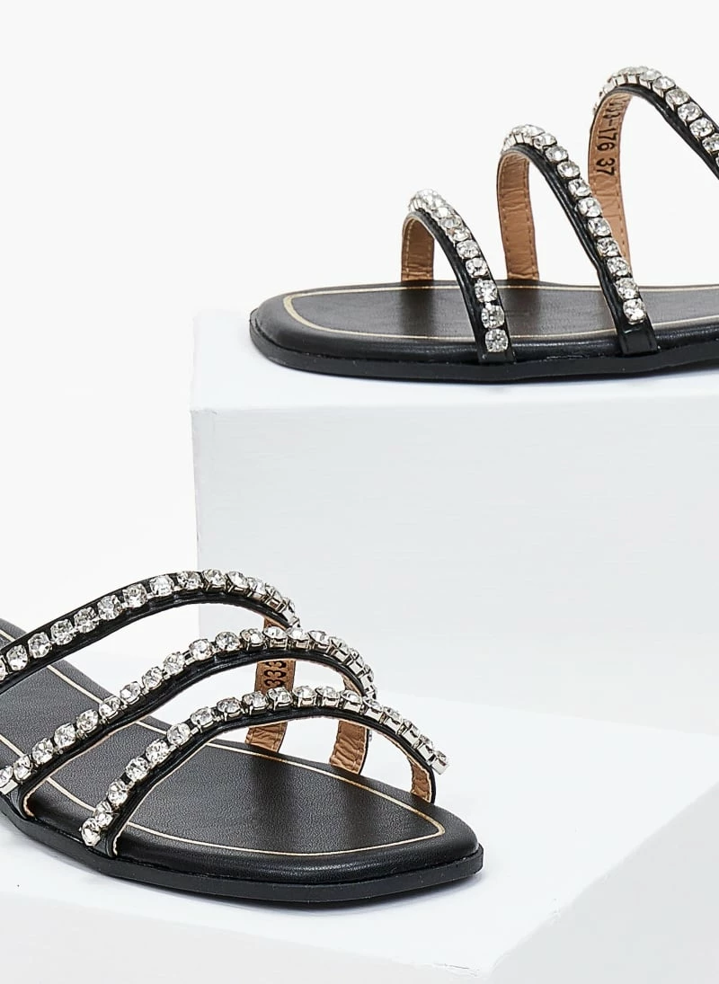 The Fashion Project Σανδάλια με λοξά λουράκια με Strass - Μαύρο 4 The Fashion Project Σανδάλια με λοξά λουράκια με Strass - Μαύρο - Image 2