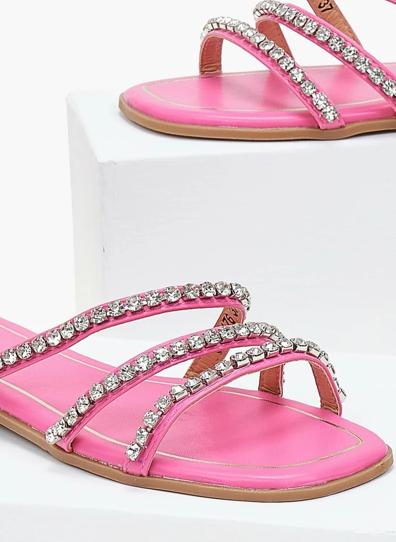 The Fashion Project Σανδάλια με λοξά λουράκια με Strass - Φούξια 5 The Fashion Project Σανδάλια με λοξά λουράκια με Strass - Φούξια - Image 3