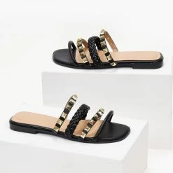 The Fashion Project Σανδάλια με λουράκια σε μεταλλικά χρώματα - Μαύρο 8 The Fashion Project Σανδάλια με λουράκια σε μεταλλικά χρώματα - Μαύρο -Σανδάλια κατάστημα sandalia me lourakia se metallika xrwmata 102045 suay