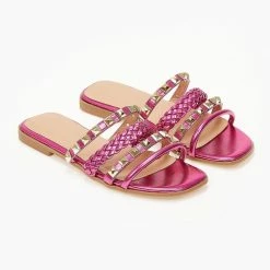 The Fashion Project Σανδάλια με λουράκια σε μεταλλικά χρώματα - Φούξια -Σανδάλια κατάστημα sandalia me lourakia se metallika xrwmata 102049 r7v0