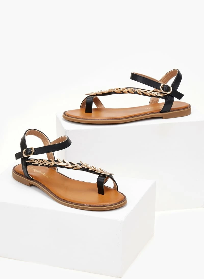 The Fashion Project Σανδάλια με μεταλλικά φύλλα - Μαύρο 5 The Fashion Project Σανδάλια με μεταλλικά φύλλα - Μαύρο - Image 3