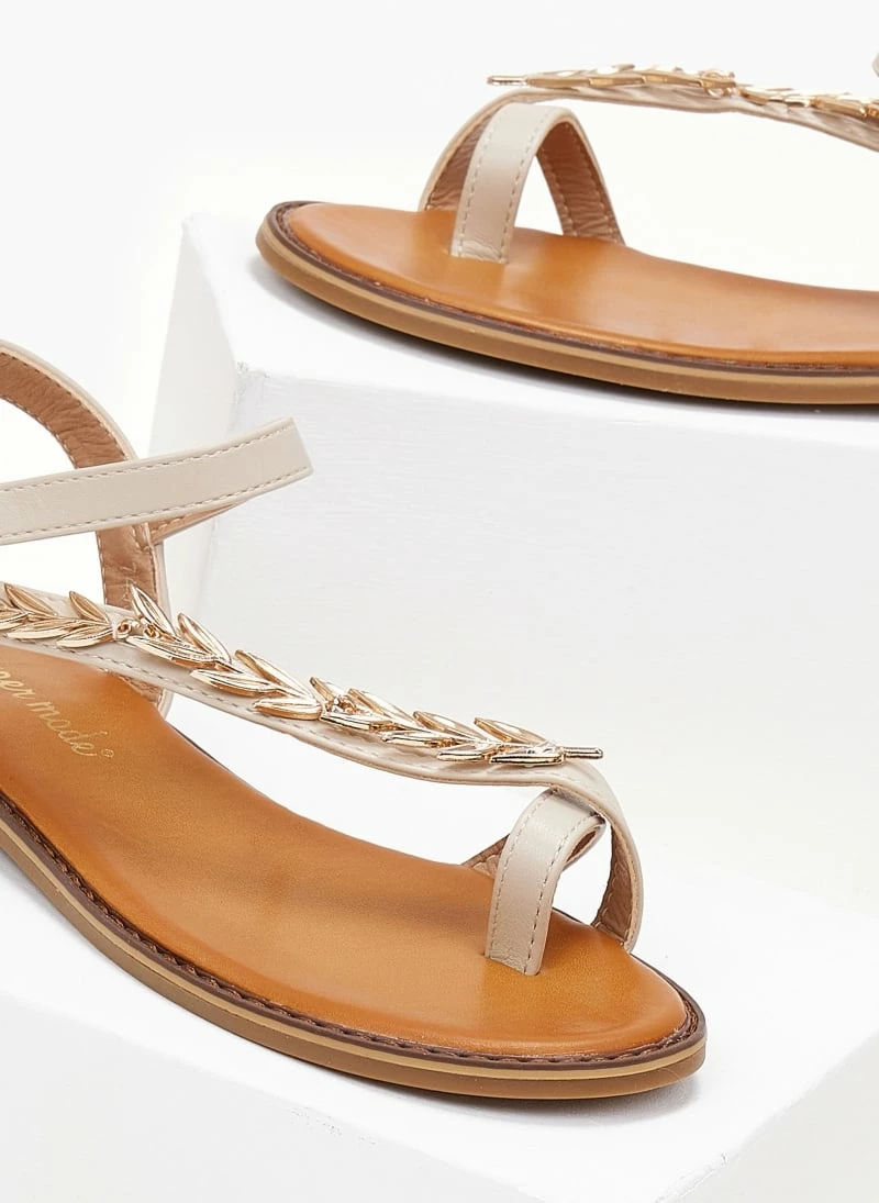 The Fashion Project Σανδάλια με μεταλλικά φύλλα - Μπεζ 5 The Fashion Project Σανδάλια με μεταλλικά φύλλα - Μπεζ - Image 3