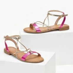 The Fashion Project Σανδάλια με μεταλλική λεπτομέρεια στη σόλα - Φούξια -Σανδάλια κατάστημα sandalia me metalliki leptomereia sti sola 101538 wpn5