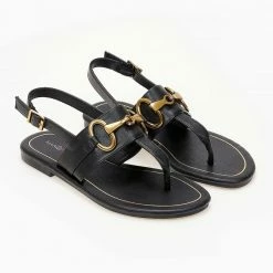 The Fashion Project Σανδάλια με μεταλλικό στοιχείο στη φάσα - Μαύρο -Σανδάλια κατάστημα sandalia me metalliko stoixeio sti fasa 102058 v852