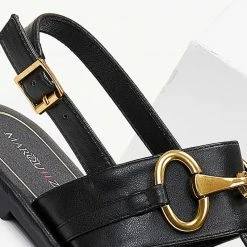 The Fashion Project Σανδάλια με μεταλλικό στοιχείο στη φάσα - Μαύρο -Σανδάλια κατάστημα sandalia me metalliko stoixeio sti fasa 102058 ws58