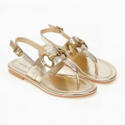 The Fashion Project Σανδάλια με μεταλλικό στοιχείο στη φάσα - Χρυσό -Σανδάλια κατάστημα sandalia me metalliko stoixeio sti fasa 102060 dzcy