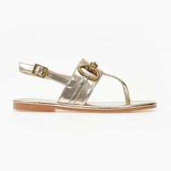 The Fashion Project Σανδάλια με μεταλλικό στοιχείο στη φάσα - Χρυσό -Σανδάλια κατάστημα sandalia me metalliko stoixeio sti fasa 102060 kdwm
