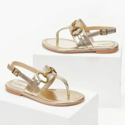 The Fashion Project Σανδάλια με μεταλλικό στοιχείο στη φάσα - Χρυσό -Σανδάλια κατάστημα sandalia me metalliko stoixeio sti fasa 102060 w7k2
