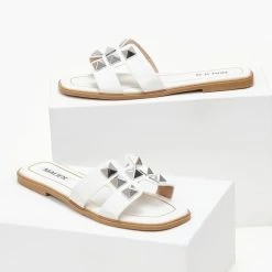 The Fashion Project Σανδάλια με μεταλλιζέ τρουκς - Λευκό -Σανδάλια κατάστημα sandalia me metallize trouks 105221 k9x9