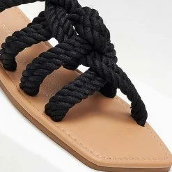 The Fashion Project Σανδάλια με πλεγμένα σχοίνινα λουράκια - Μαύρο -Σανδάλια κατάστημα sandalia me plegmena sxoinina lourakia 101606 yb30