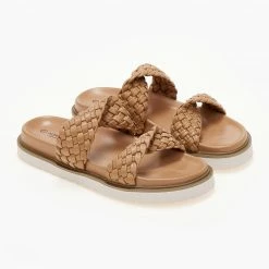 The Fashion Project Σανδάλια με πλεκτό σχέδιο στις φάσες - Κάμελ -Σανδάλια κατάστημα sandalia me plekto sxedio stis fases 103612 fksu