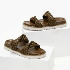 The Fashion Project Σανδάλια με πλεκτό σχέδιο στις φάσες - Λαδί -Σανδάλια κατάστημα sandalia me plekto sxedio stis fases 103613 goet