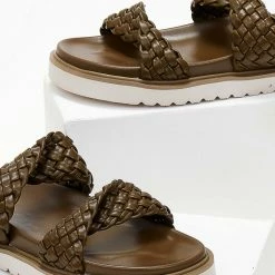 The Fashion Project Σανδάλια με πλεκτό σχέδιο στις φάσες - Λαδί -Σανδάλια κατάστημα sandalia me plekto sxedio stis fases 103613 khj6