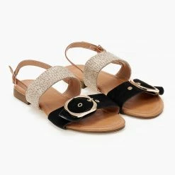 The Fashion Project Σανδάλια με ψάθινη φάσα - Μαύρο -Σανδάλια κατάστημα sandalia me psathini fasa 101541 cykz