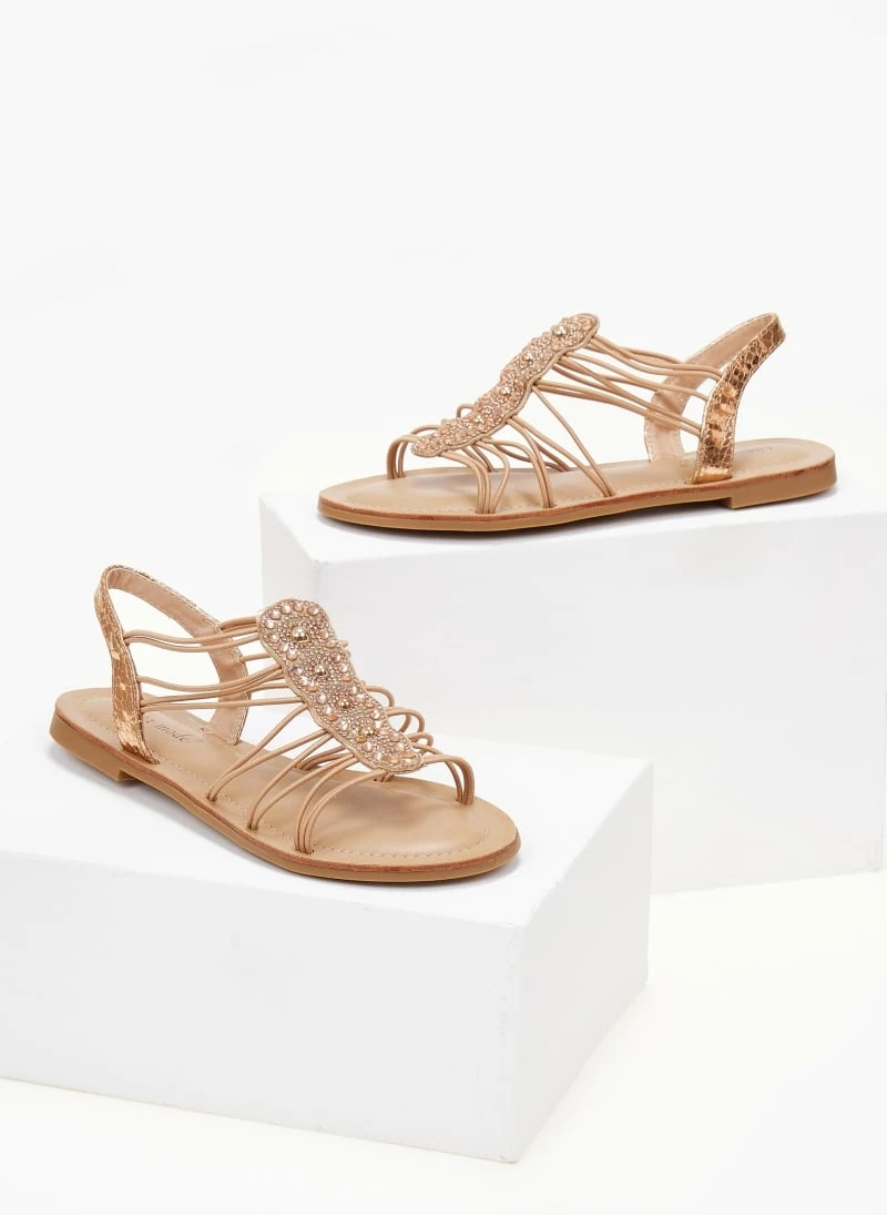 The Fashion Project Σανδάλια με Strass και ελαστικά λουράκια - Χαλκός 5 The Fashion Project Σανδάλια με Strass και ελαστικά λουράκια - Χαλκός - Image 3