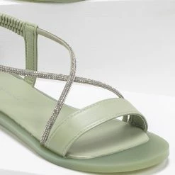 The Fashion Project Σανδάλια με Strass και λαστιχένια σόλα - Πράσινο -Σανδάλια κατάστημα sandalia me strass kai lastixenia sola 90283 b5lx