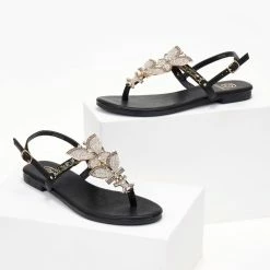 The Fashion Project Σανδάλια με Strass πεταλούδες - Μαύρο