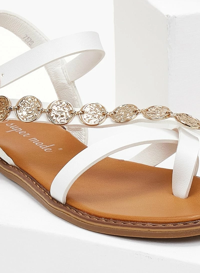 The Fashion Project Σανδάλια με στρογγυλά μεταλλικά στοιχεία - Λευκό 7 The Fashion Project Σανδάλια με στρογγυλά μεταλλικά στοιχεία - Λευκό - Image 5