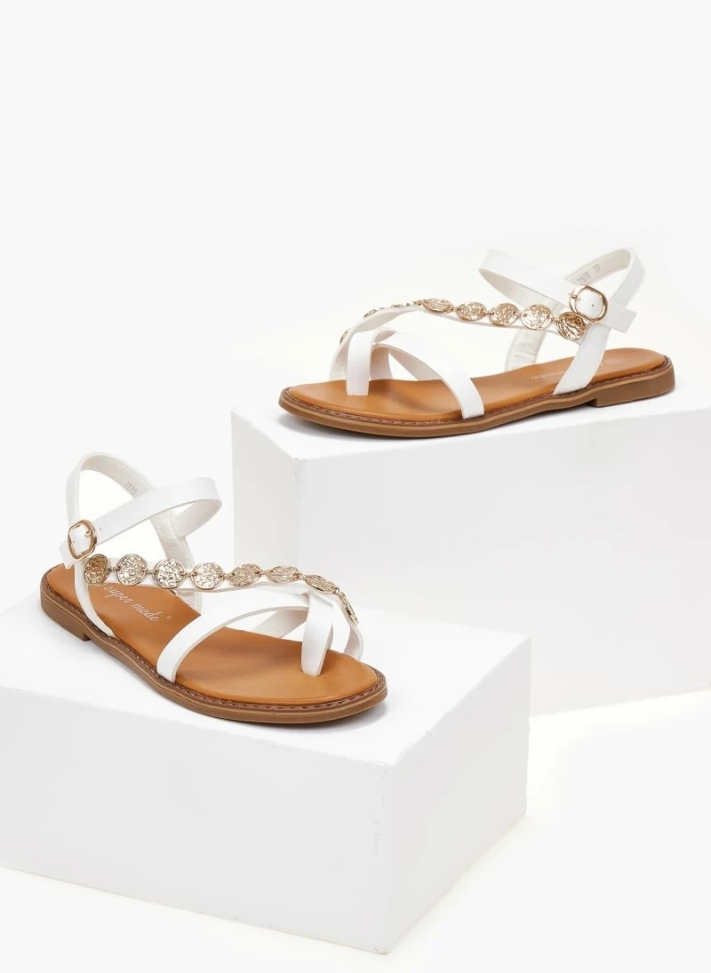 The Fashion Project Σανδάλια με στρογγυλά μεταλλικά στοιχεία - Λευκό 4 The Fashion Project Σανδάλια με στρογγυλά μεταλλικά στοιχεία - Λευκό - Image 2