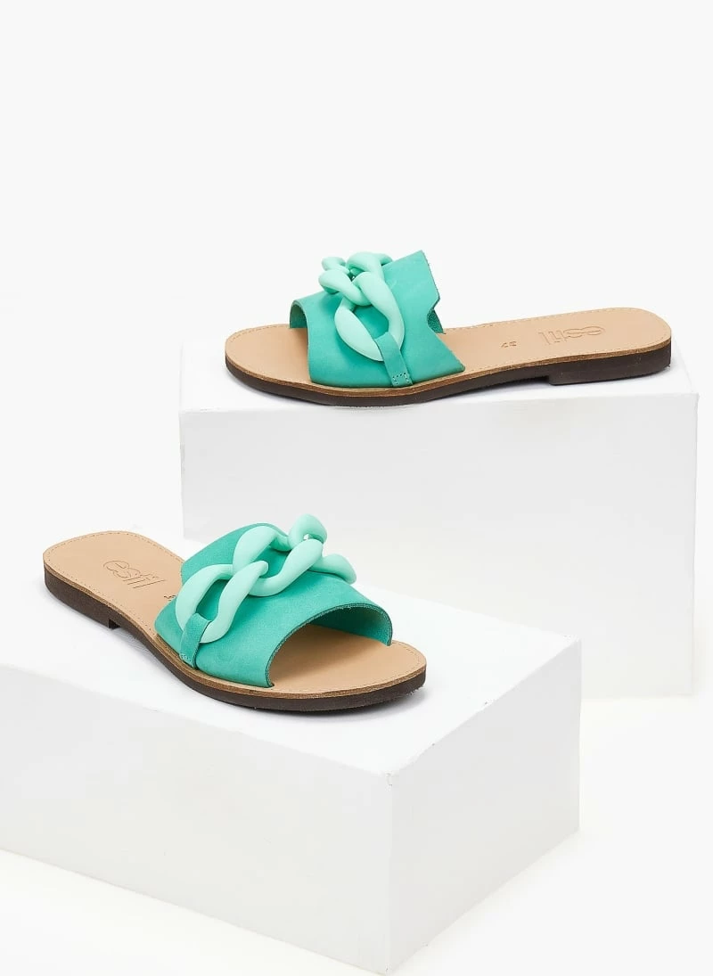 Σανδάλια Nubuck Estil με ματ κοκάλινη αλυσίδα - Βεραμάν 5 Σανδάλια Nubuck Estil με ματ κοκάλινη αλυσίδα - Βεραμάν - Image 3