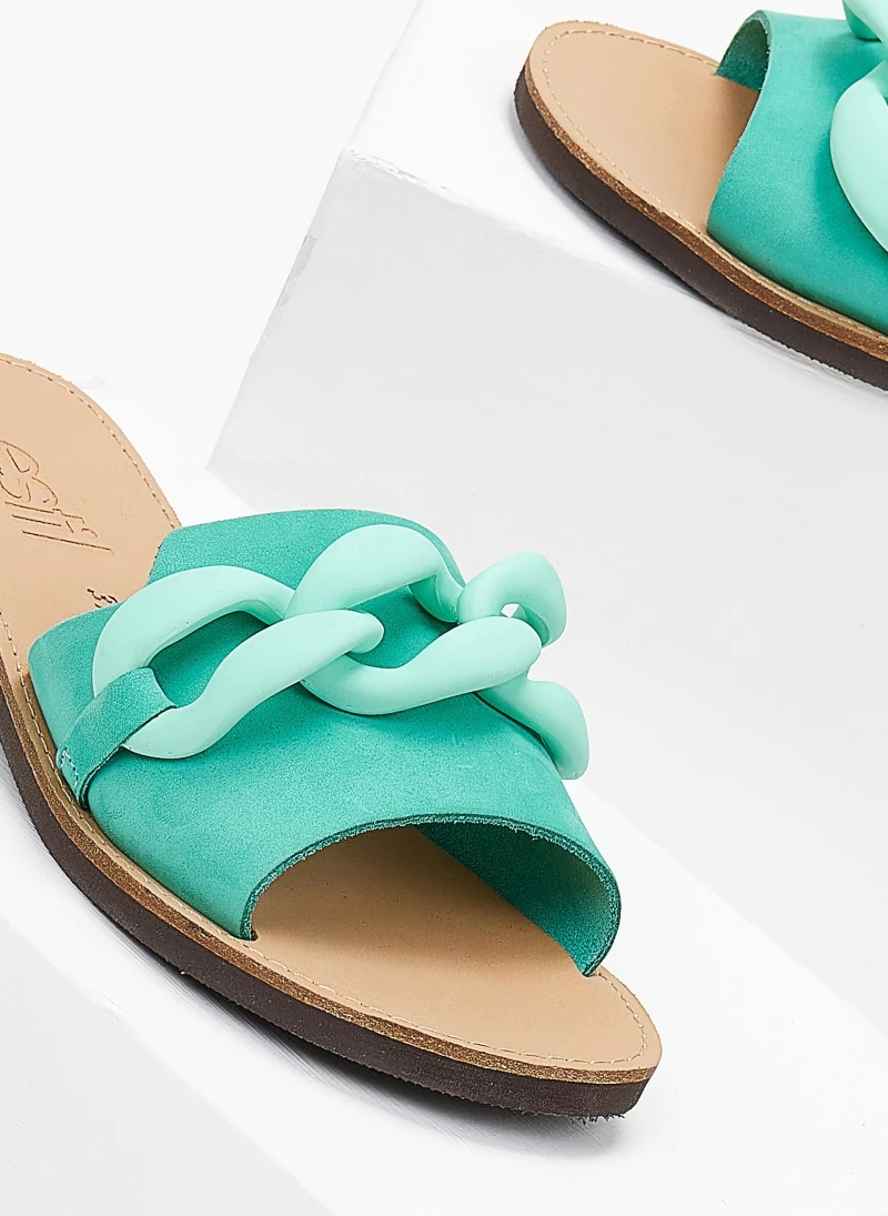 Σανδάλια Nubuck Estil με ματ κοκάλινη αλυσίδα - Βεραμάν 7 Σανδάλια Nubuck Estil με ματ κοκάλινη αλυσίδα - Βεραμάν - Image 5